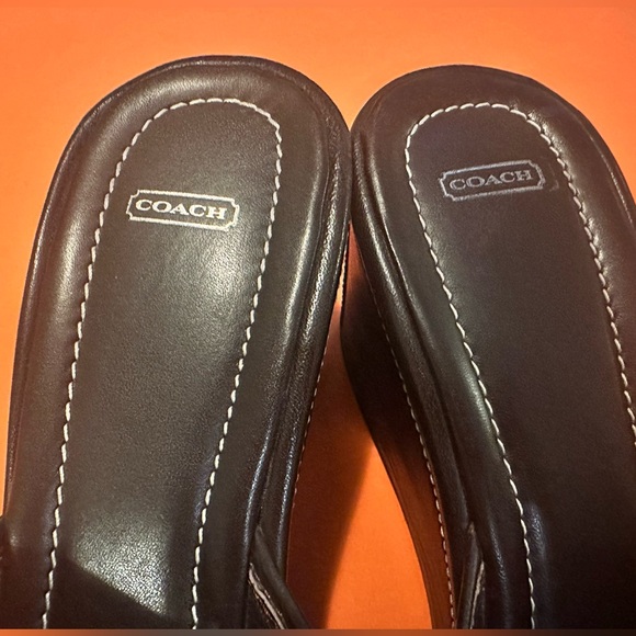 Brown Coach Signature Fabric Platform Wedges Sandals 8M - Picture 3 of 14